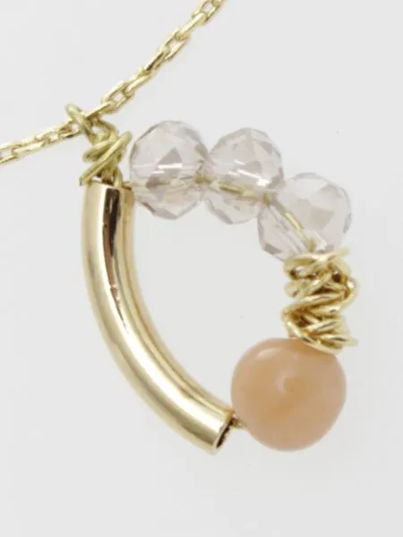 Asymmetrical Gem Stone Charm Necklace
