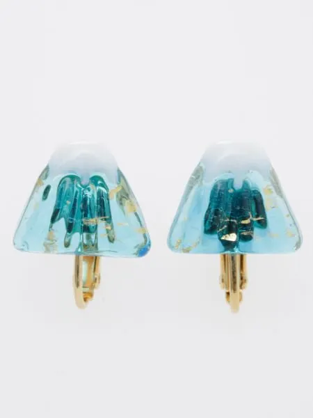 Auspicious Charm Glass Clip Earrings