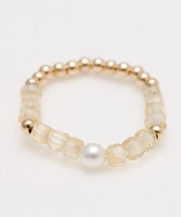 Cubic Citrine Beaded Ring