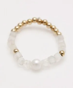 Cubic Rainbow Moonstone Beaded Ring