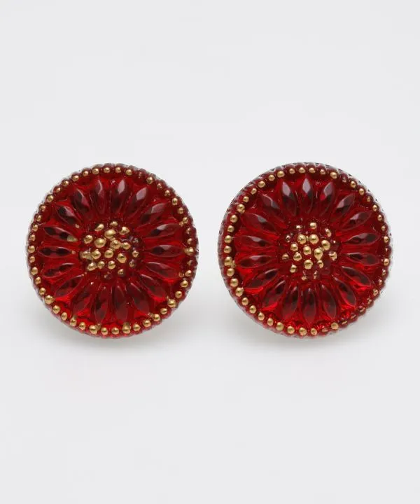 Czech Glass Button Stud Earrings
