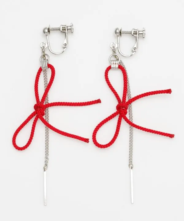 ENISHI - Magical Red Knot Clip Earrings