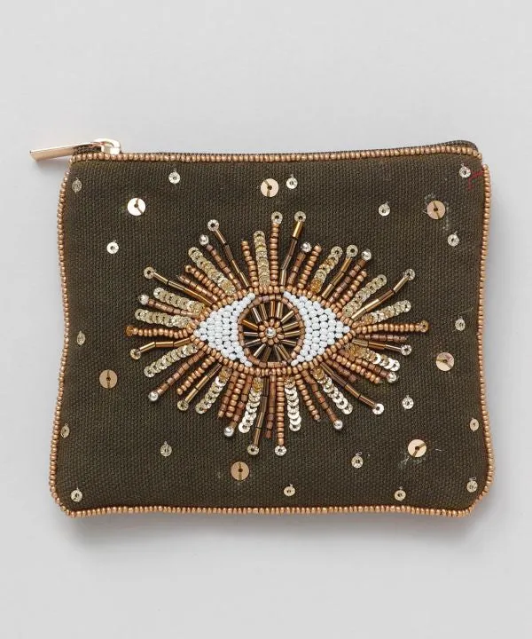 Eye Beaded Zip Pouch