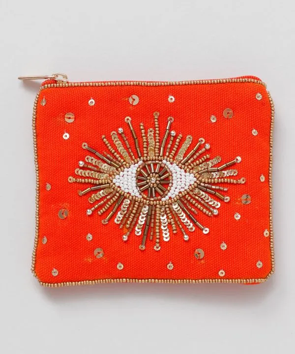 Eye Beaded Zip Pouch