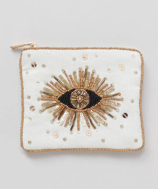 Eye Beaded Zip Pouch