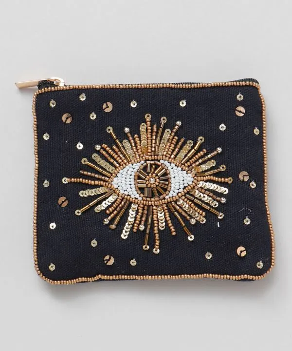 Eye Beaded Zip Pouch