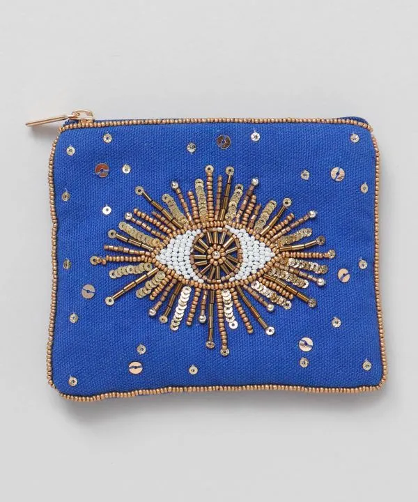 Eye Beaded Zip Pouch