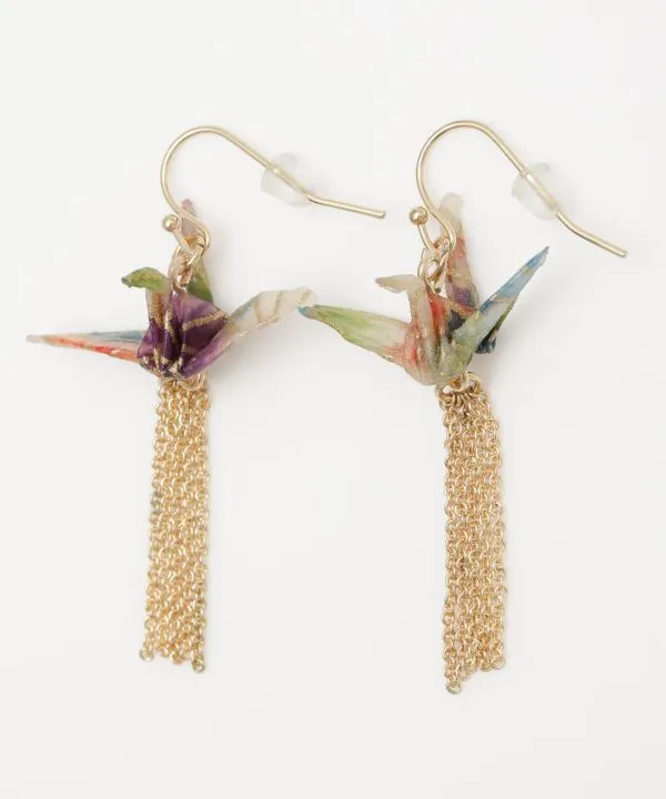 Flying ORIGAMI Crane Earrings