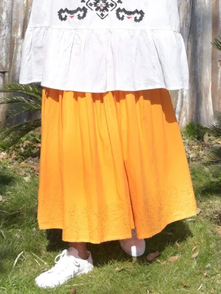 Indian Cotton Punched Lace Skirt