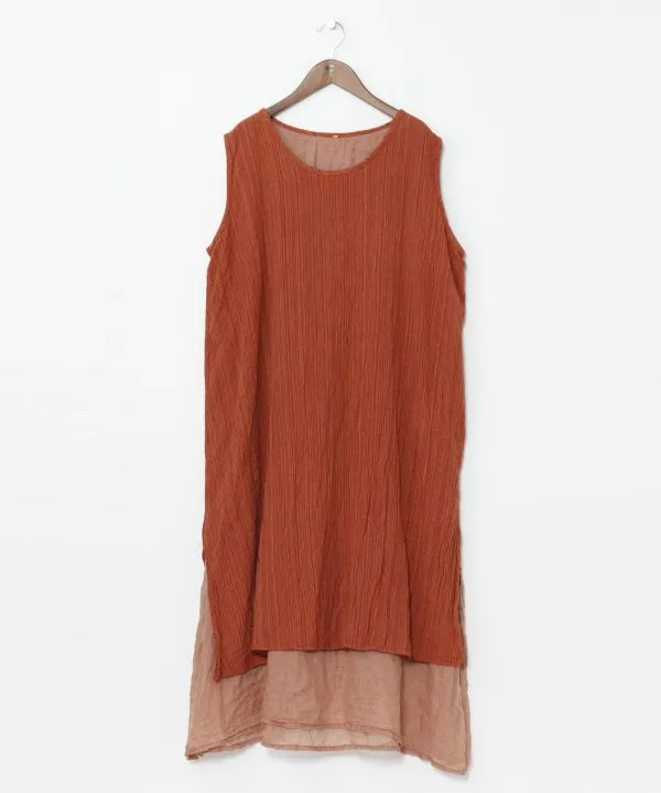 Layered Look Cotton Sleeveless Dress