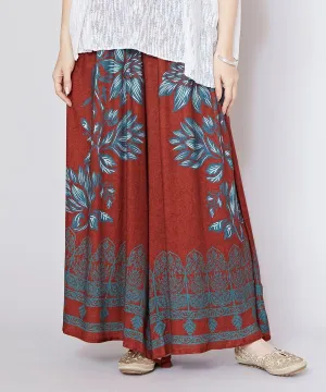 Lotus Pattern Wide Leg Pants