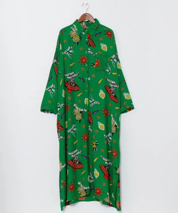 Mexican Symbols Long Shirt Dress