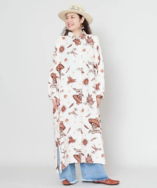 Mexican Symbols Long Shirt Dress