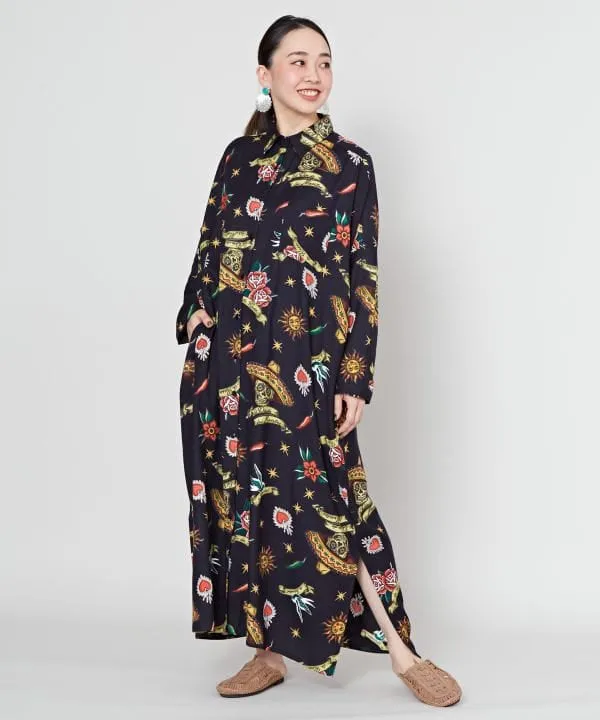 Mexican Symbols Long Shirt Dress
