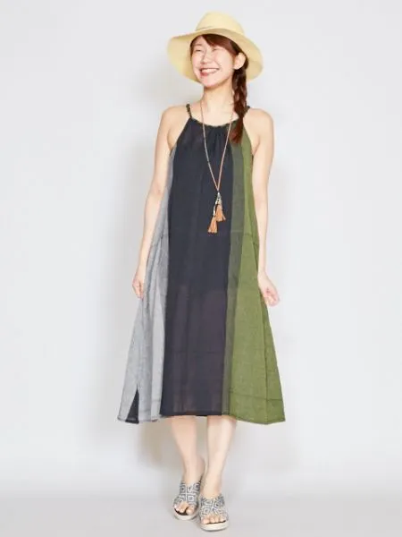 Nepali Cotton Striped Midi Dress