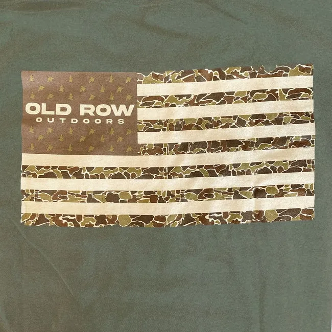 OLD ROW OUTDOORS CAMO FLAG POCKET TEE