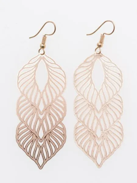 Oriental Pattern Openwork Metal Earrings