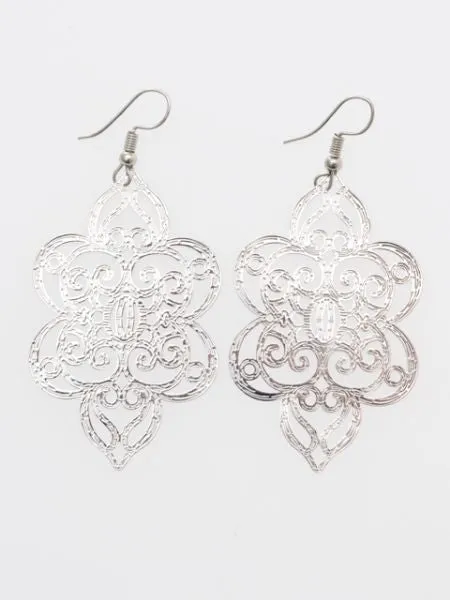 Oriental Pattern Openwork Metal Earrings