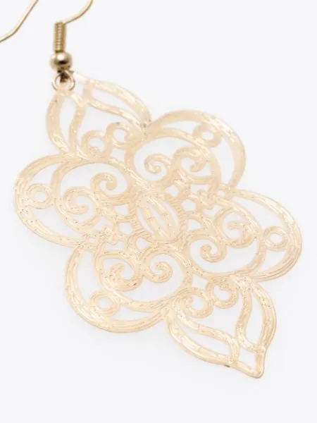 Oriental Pattern Openwork Metal Earrings