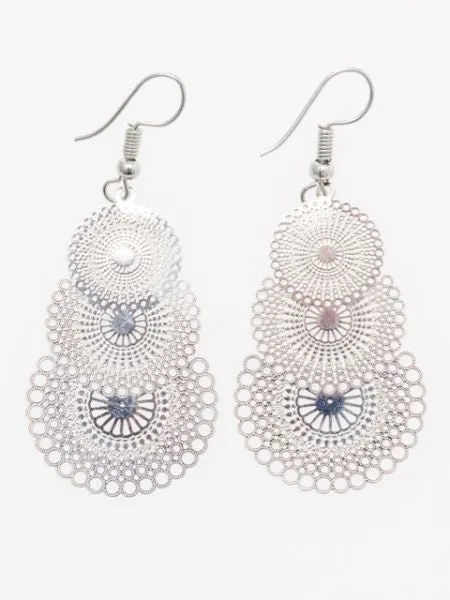 Oriental Pattern Openwork Metal Earrings