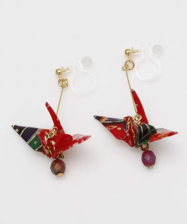 Origami Crane Clip Earrings