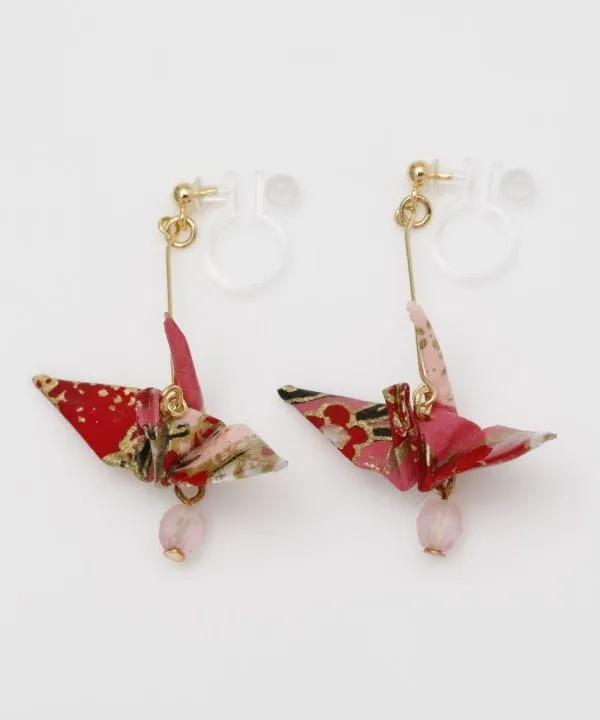Origami Crane Clip Earrings