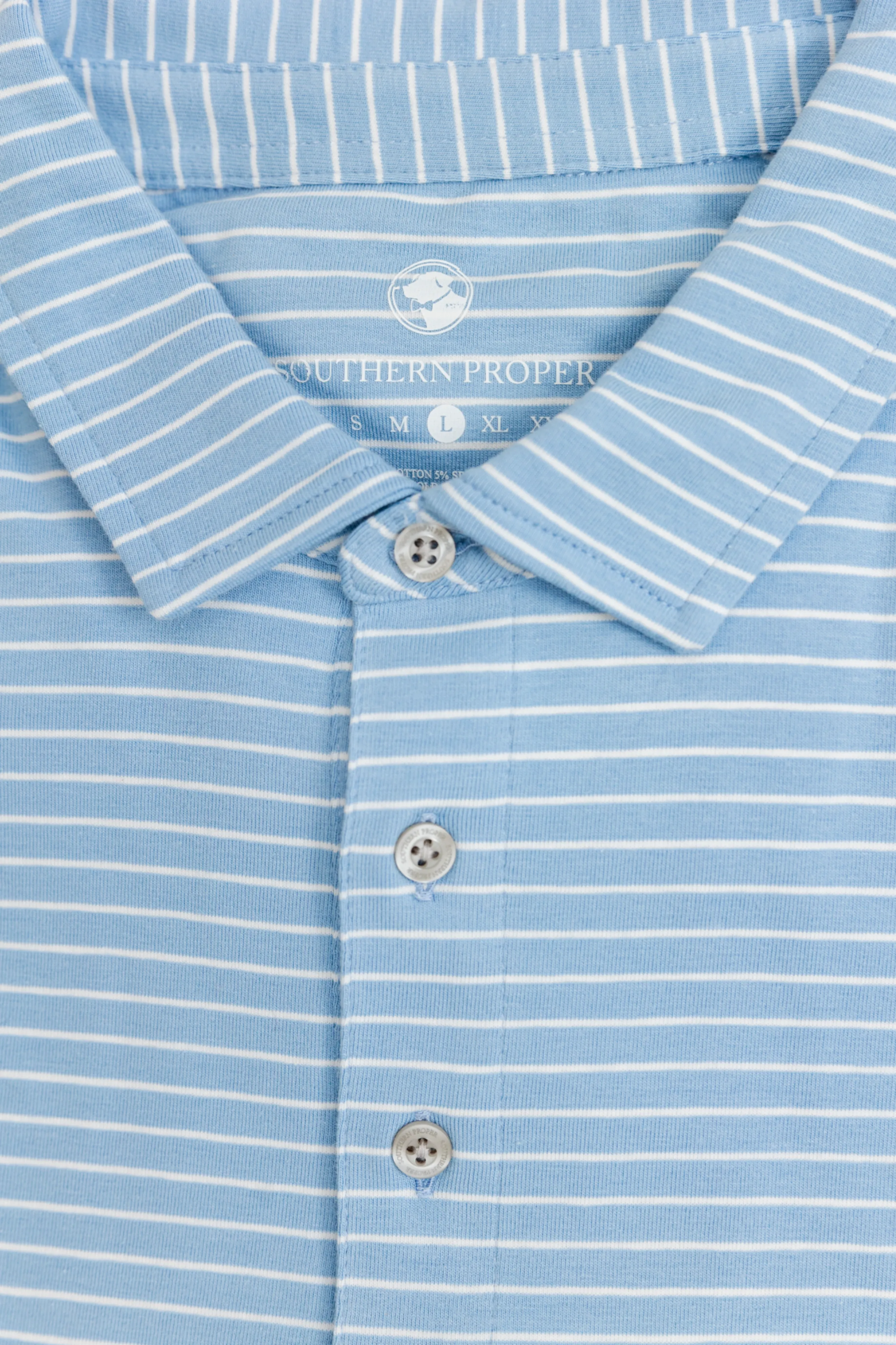 Perdido Stripe Polo Coastal Blue southern proper