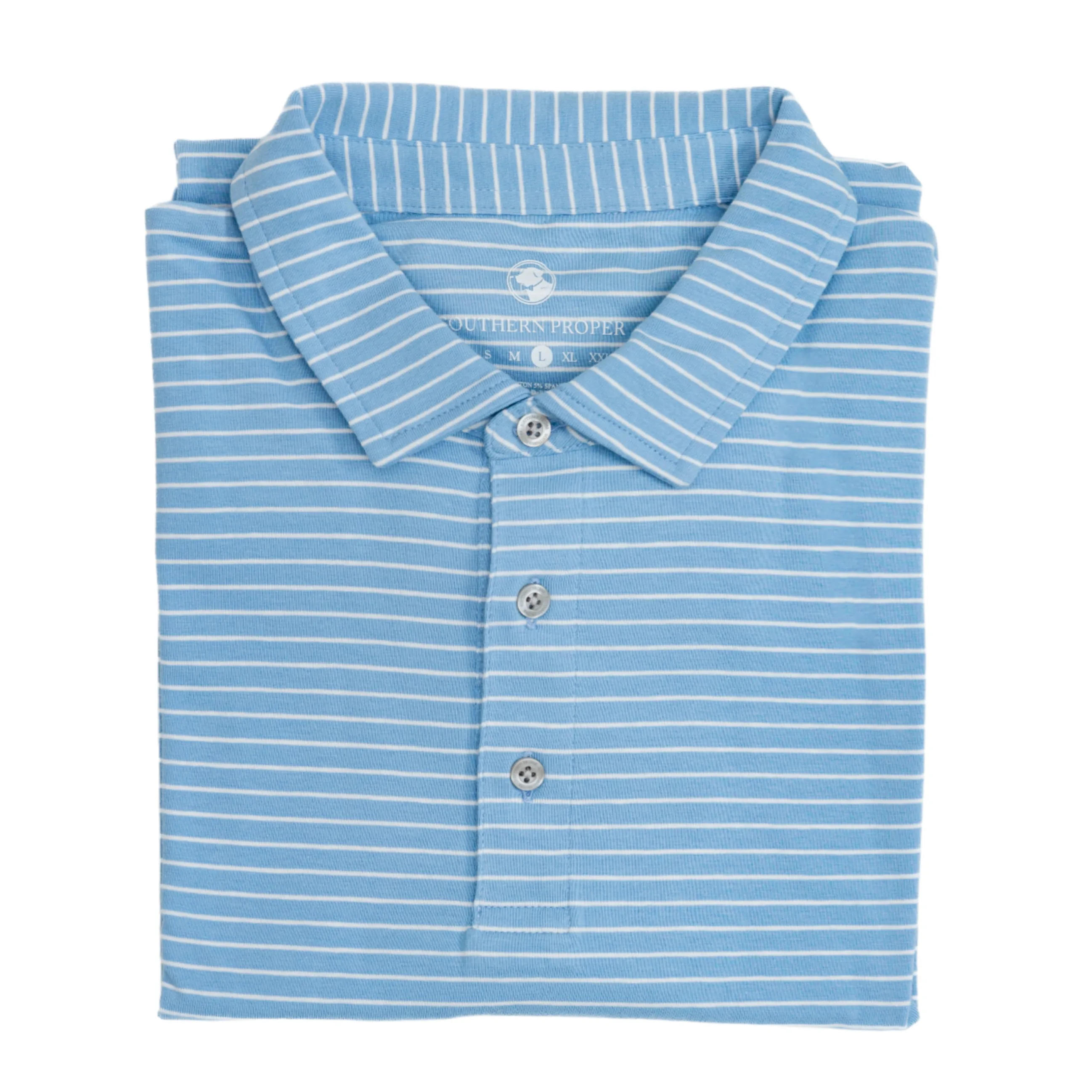 Perdido Stripe Polo Coastal Blue southern proper