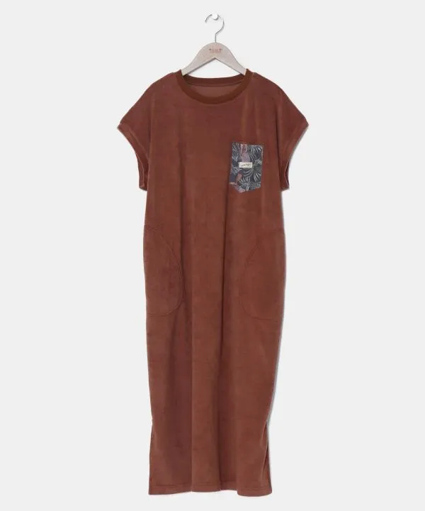Pile Fabric French Sleeve Dress