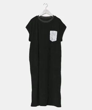 Pile Fabric French Sleeve Dress