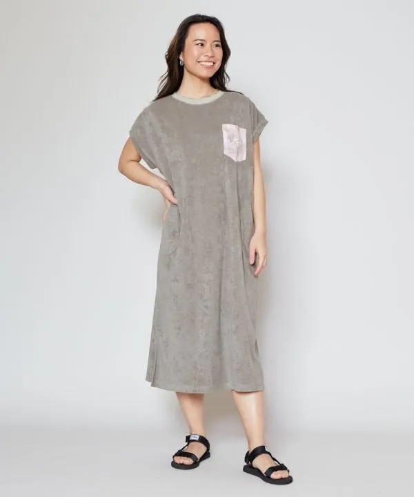 Pile Fabric French Sleeve Dress