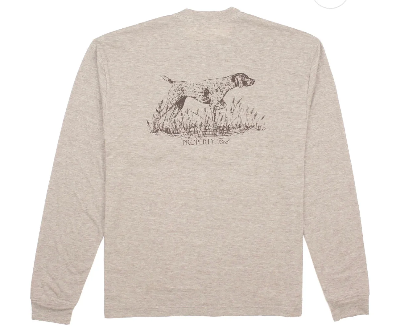 Properly tied Portland Pocket Tee LS Pointer Sand
