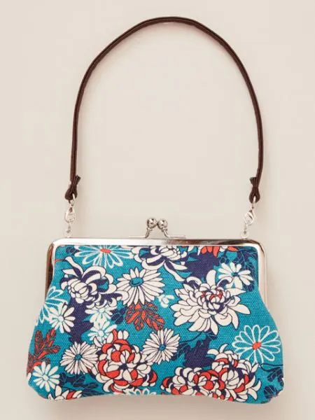 Retro Flower GAMAGUCHI Clasp Hand Bag