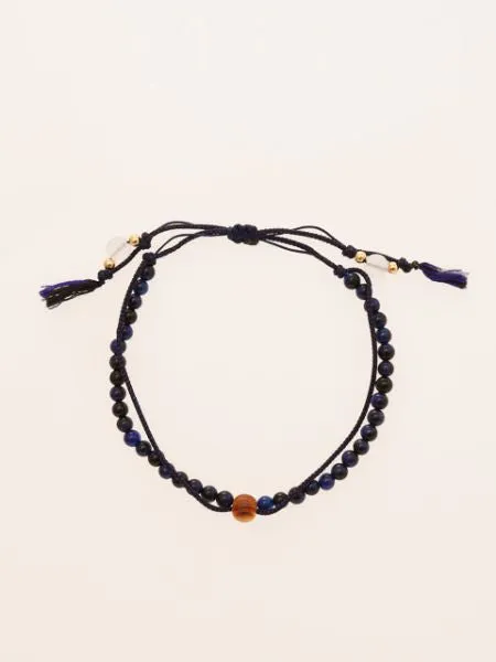 Silk String KUMIHIMO Braid Bracelet Lapis Tiger Eye ??4