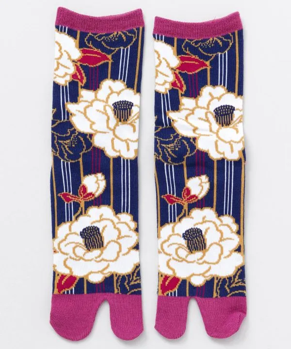 Stripe Camellia TABI Socks 23??25cm