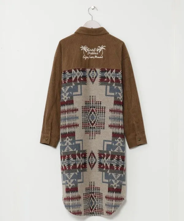 SURF??Palms Corduroy Shirt Dress