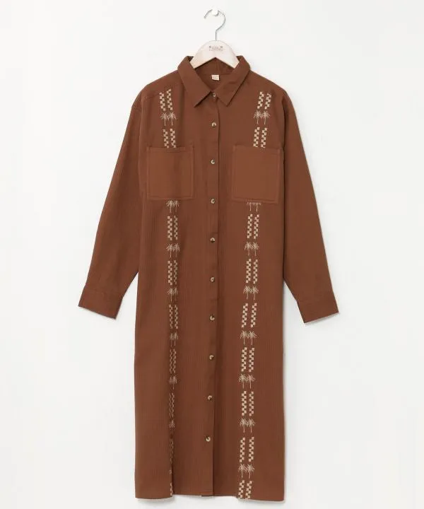SURF??Palms Cotton Shirt Dress
