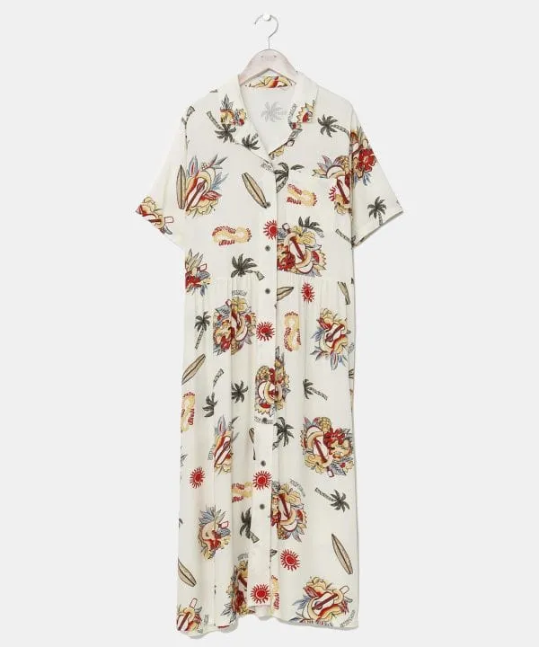 SURF??Palms Rayon Shirt Dress