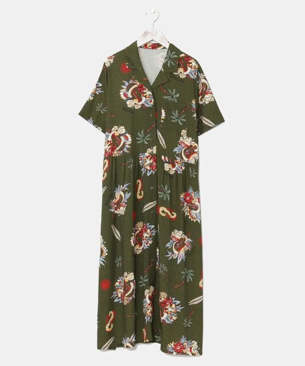 SURF??Palms Rayon Shirt Dress