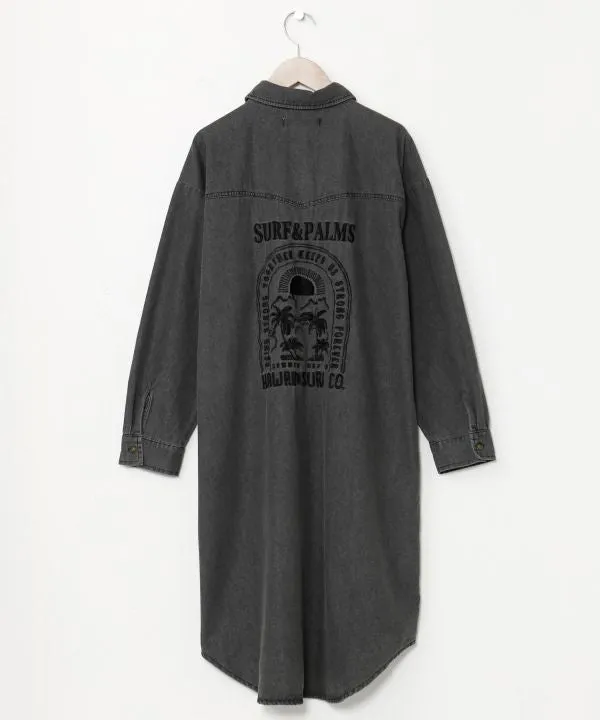 SURF??Palms Vintage Washed Denim Shirt Dress
