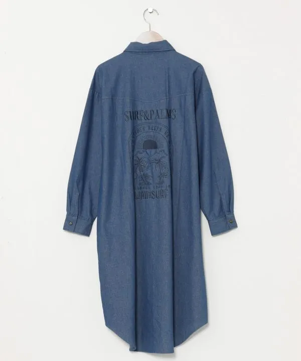 SURF??Palms Vintage Washed Denim Shirt Dress
