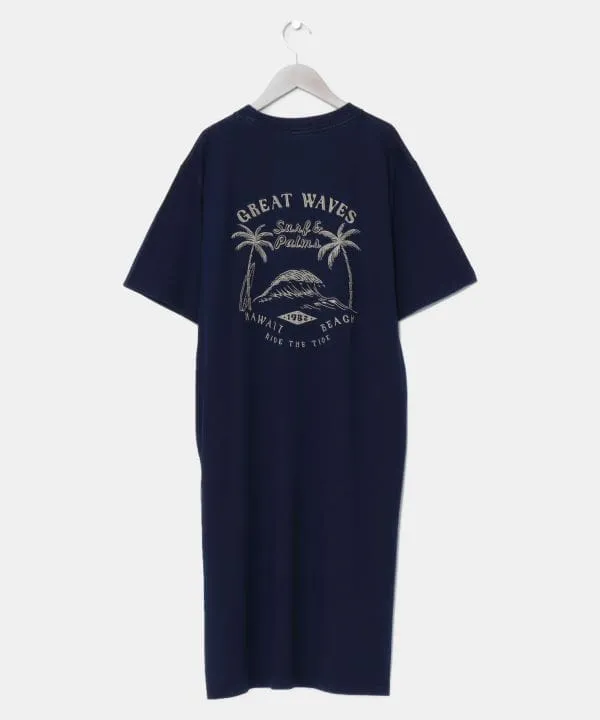 SURF??Palms Washed Cotton Tee Dress