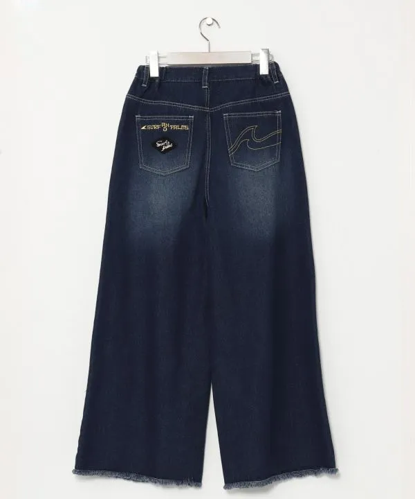 SURF??Palms Washed Wide Leg Denim Pants