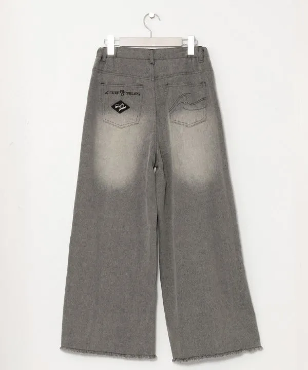 SURF??Palms Washed Wide Leg Denim Pants