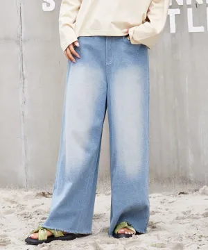 SURF??Palms Washed Wide Leg Denim Pants