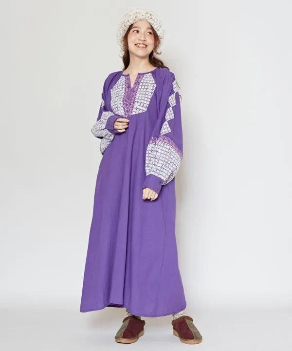 Volume Sleeve Embroidered Dress