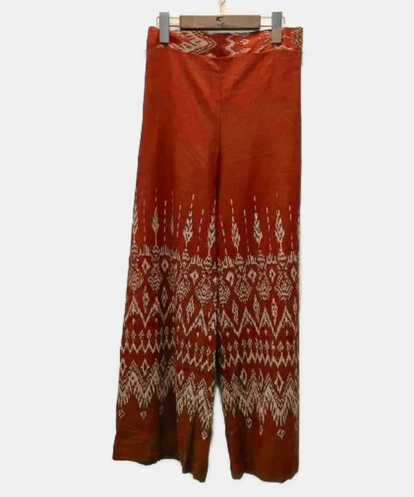 Woven Pattern Print Wide Pants